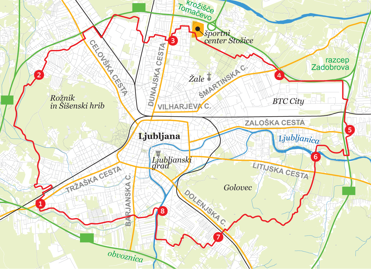 Trasa - Pohod - Pod ob žici LJ